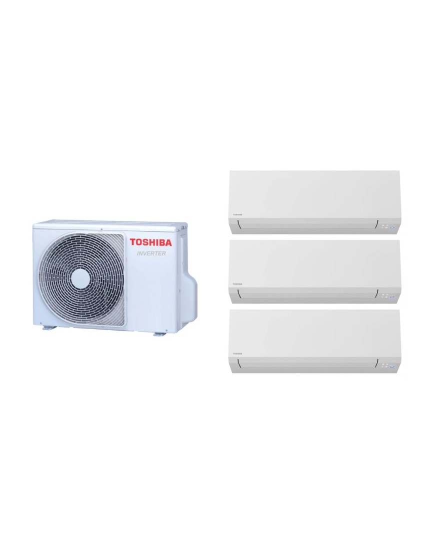 Aparat de aer condiționat multisplit TOSHIBA cu două unități interne EDGE 9000 și una de 12000 BTU, wifi integrat, garanție 60 luni, funcționare pe încălzire până la -20°C